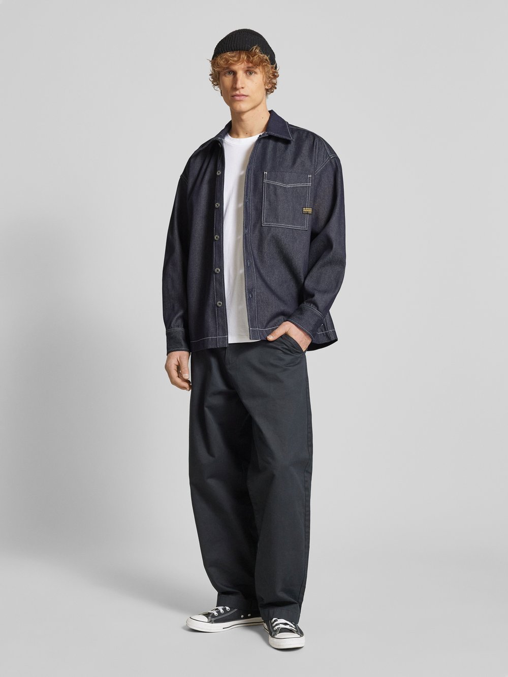 

Джинсовая рубашка свободного кроя с этикеткой G-Star Raw, темно-синий