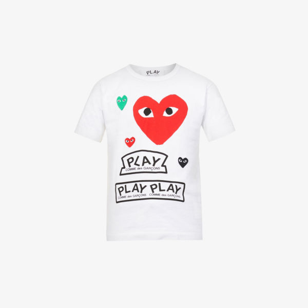 

Футболка из хлопкового джерси с логотипом Hearts & Play Comme des Garçons, белый