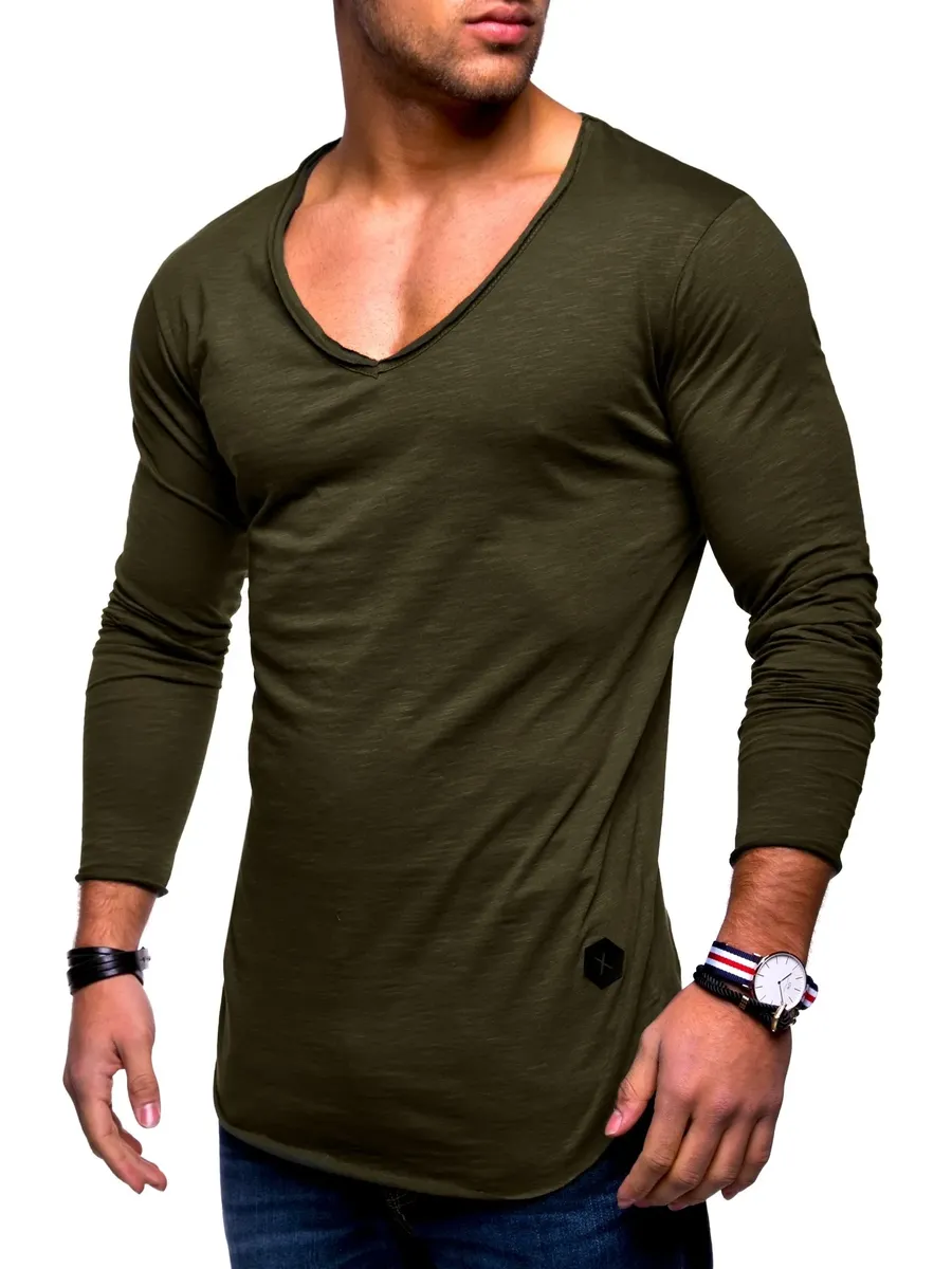 

Рубашка behype с длинными рукавами "NUKE L/S" и V-образным вырезом, зеленый