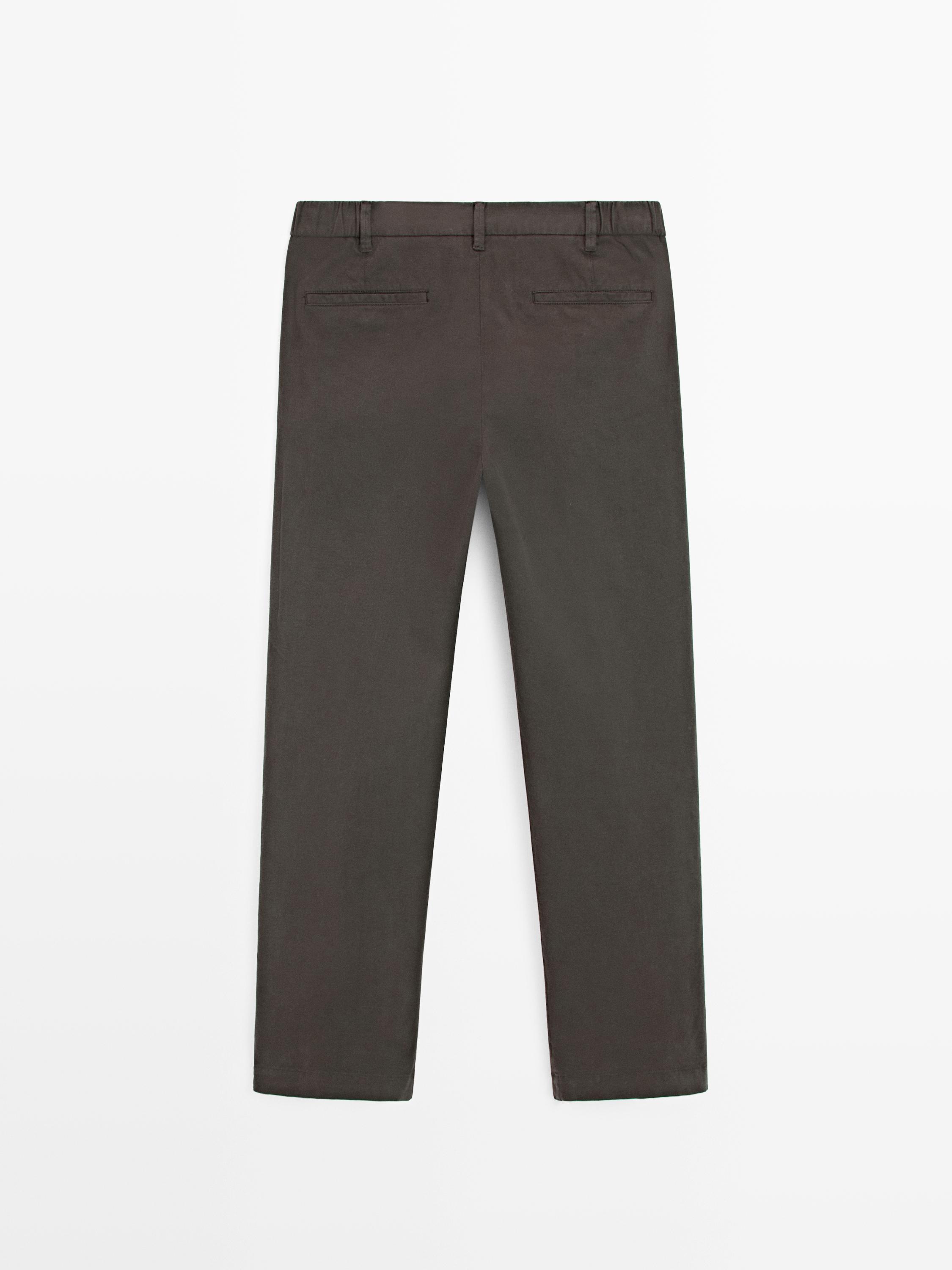 Брюки зауженного кроя из хлопковой смеси Massimo Dutti, brown — фото 3