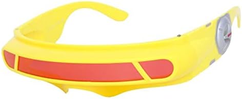 

FLAWLESS EYEWEAR Футуристические очки в стиле космического пришельца для вечеринки, щит циклопа, цветные зеркальные монолинзы, солнцезащитные очки-обтекатели 147 мм, Yellow