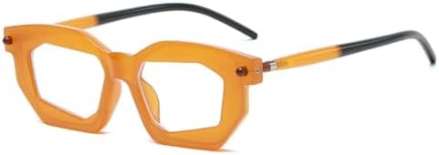 

Солнцезащитные очки Polygon 2027 для женщин, двухцветные, модные, с прозрачными линзами, в оправе в стиле панк с заклепками, солнцезащитные очки UV400 для мужчин MTZJH, Orange Clear