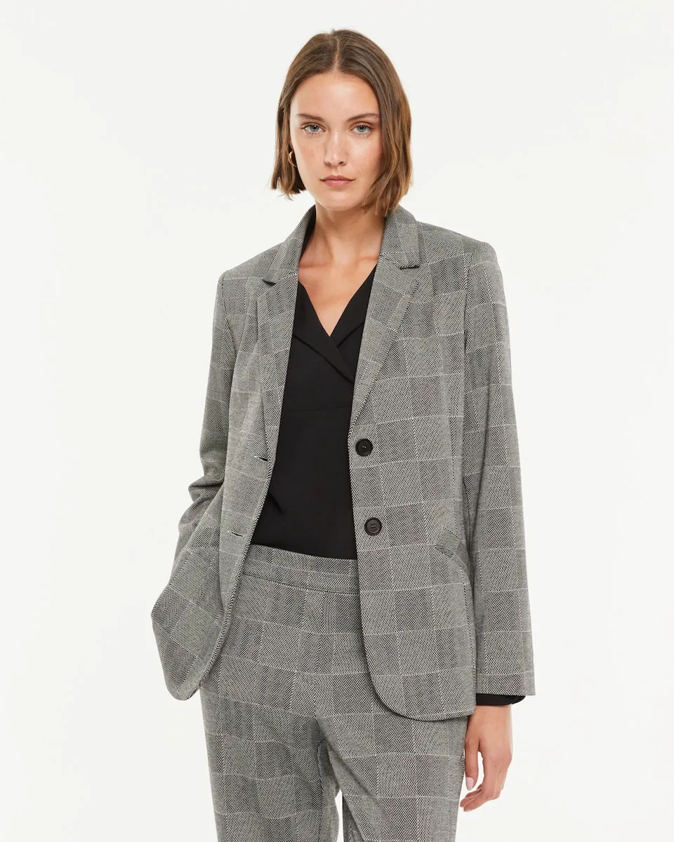 

Женский пиджак из трикотажа с клетчатым принтом Paz Torras, серый