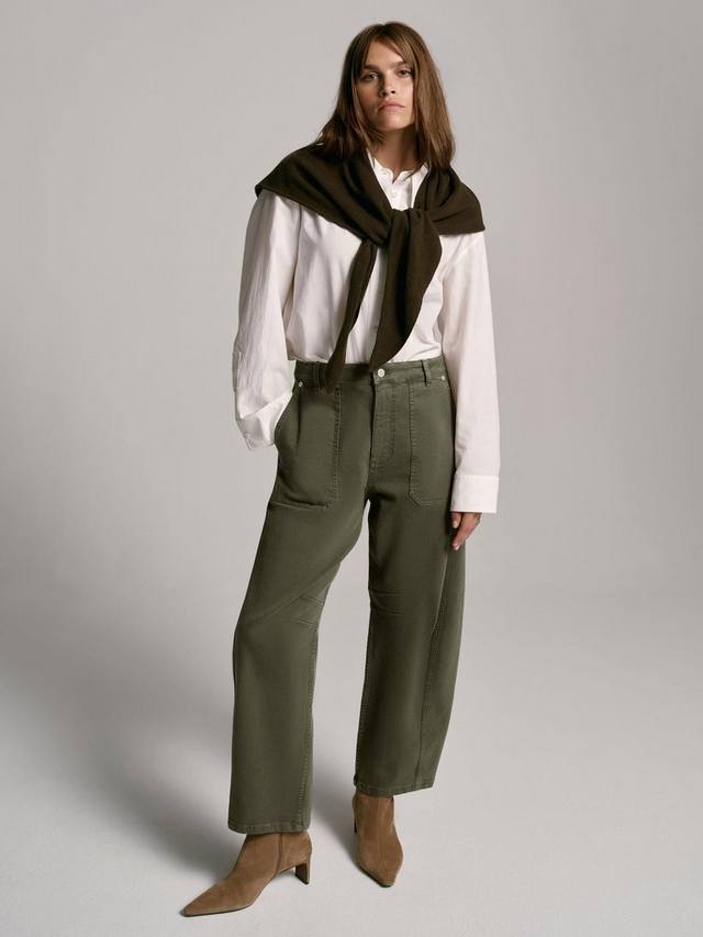 

Джинсы бочонки из хлопкового материала Mint Velvet, Green Khaki