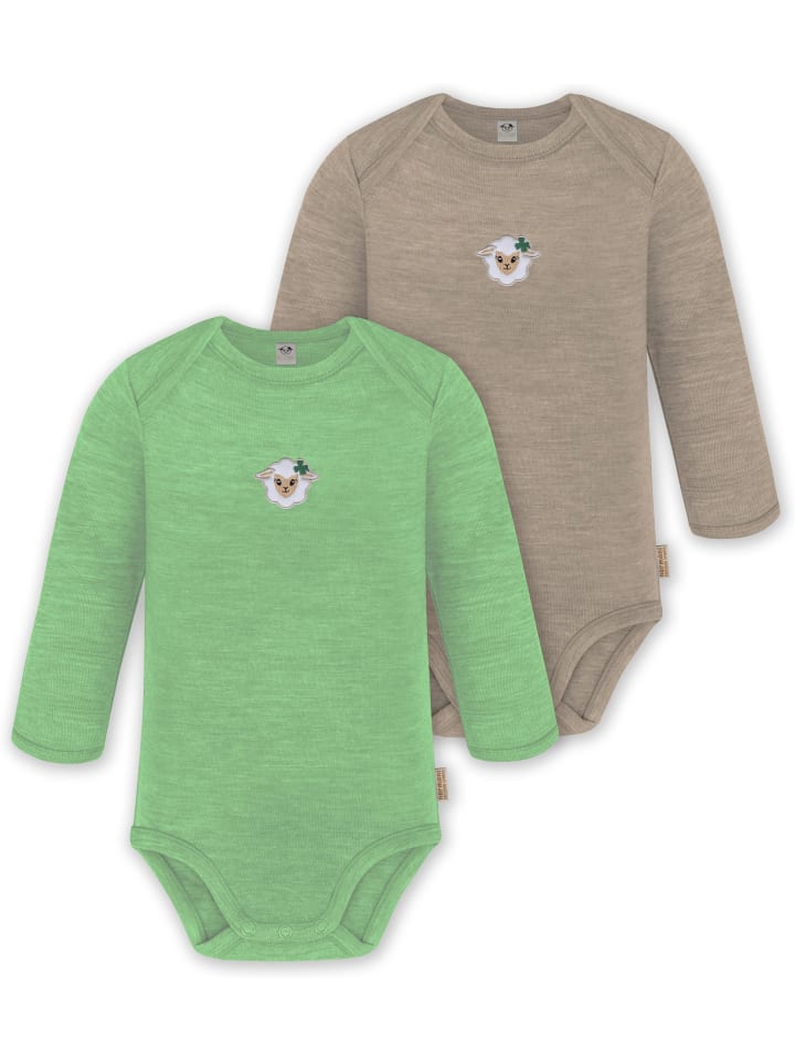 

Normani Outdoor Sports Комплект из 2 детских боди с длинными рукавами из мериносовой шерсти, цвет Окленд, зеленый/бежевый