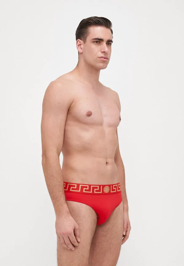 Плавки с низкой посадкой vita с новым логотипом Versace, Red/Gold — фото 4