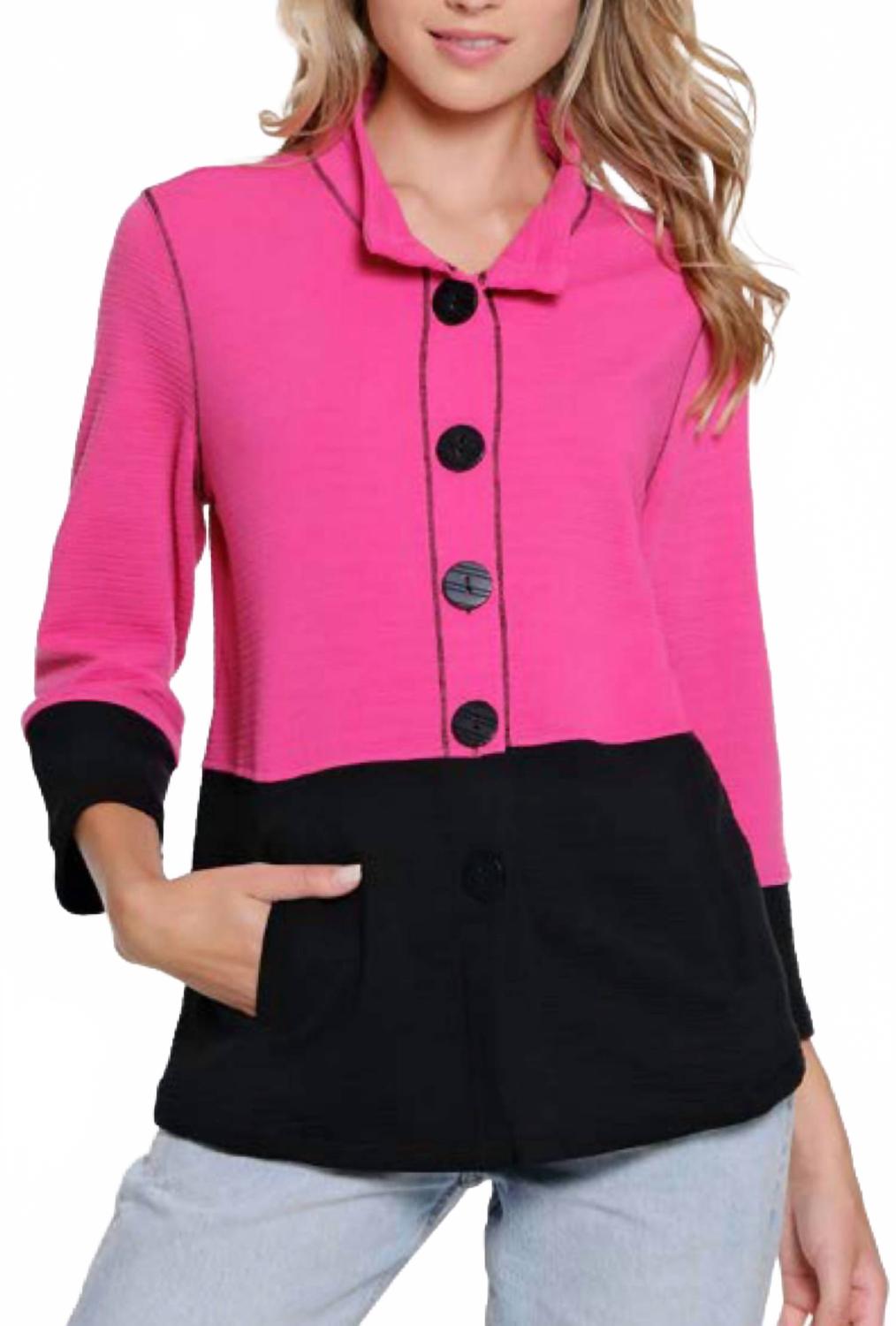 

Фуксия жакет с воротником-стойкой и 3/4 рукавом Multiples