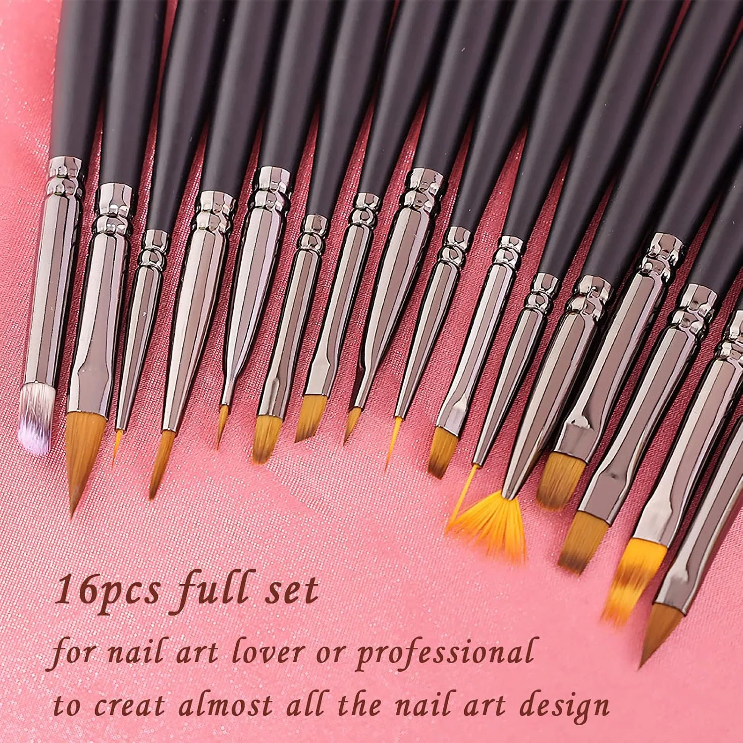 Набор из 16 кистей для дизайна ногтей LEA-SHALL Lea-Shall, Black-16 Piece Brush Full Set — фото 2