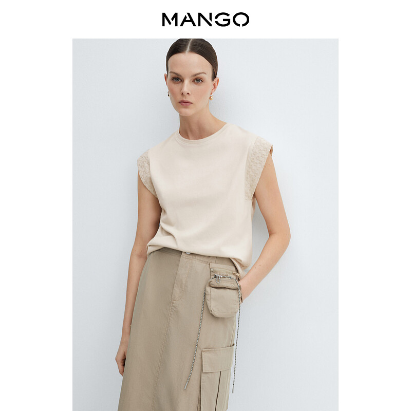 

Женская футболка Mango прямого кроя с круглым вырезом, синий