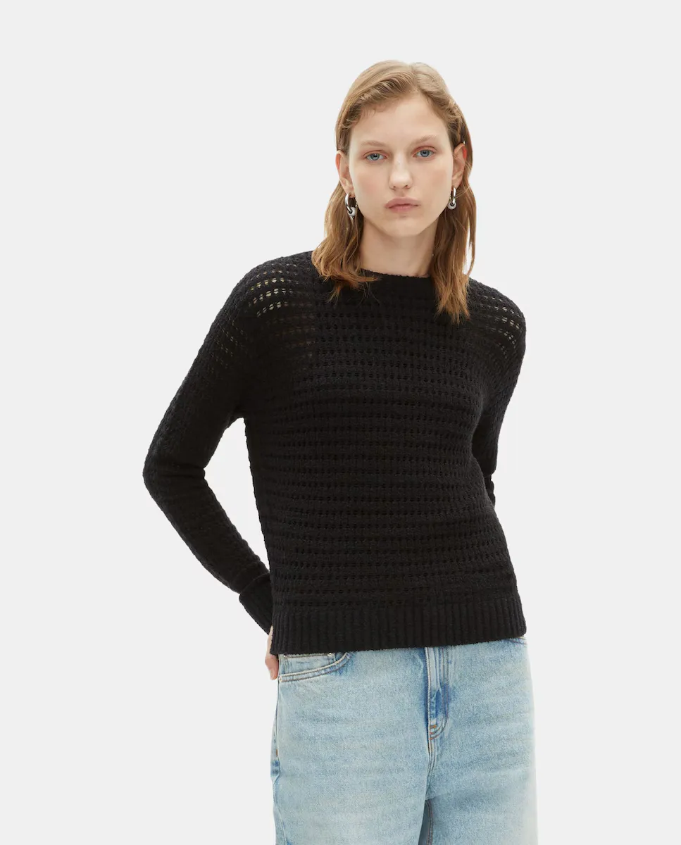 

Женский ажурный свитер из хлопковой смеси The Kooples, черный