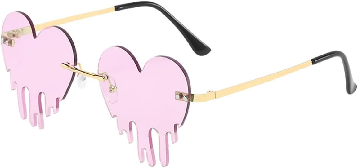 

Женские солнцезащитные очки SUPVOX в форме сердца с каплевидной оправой, яркие очки для вечеринок с защитой от УФ-излучения, стильные пляжные очки для фестивалей и повседневной носки, Purple