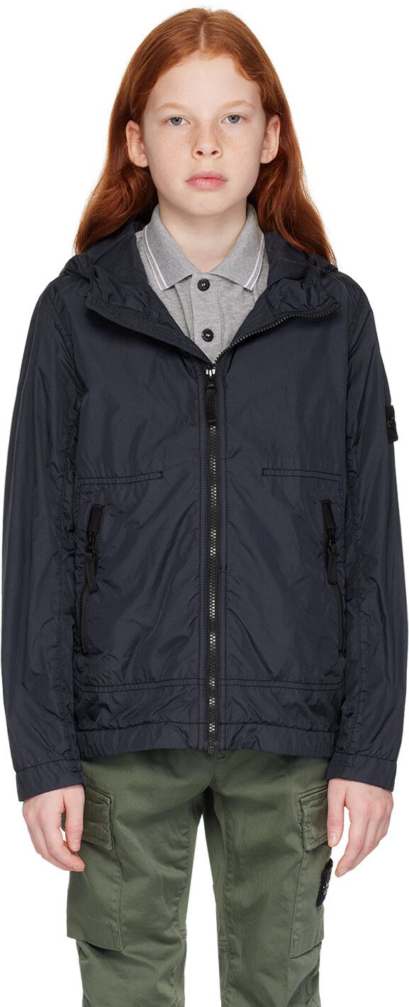 

Детская темно-синяя куртка с нашивками Stone Island Junior, Синий, Детская темно-синяя куртка с нашивками Stone Island Junior