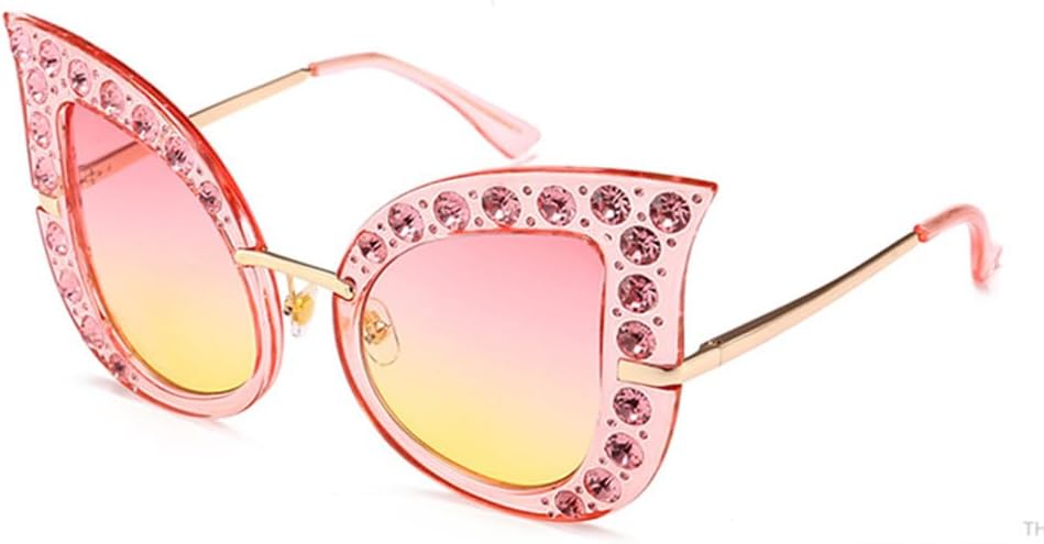 

Крупные женские солнцезащитные очки «кошачий глаз», полностью украшенные бриллиантами, с защитой от УФ-излучения UV400, оправой со стразами и кристаллами generic, Red Yellow