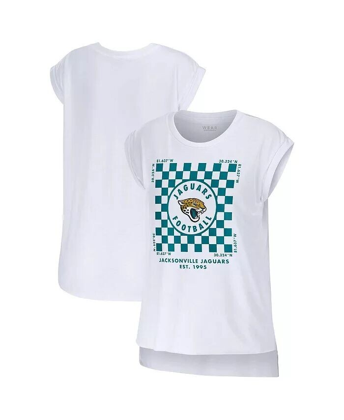 

Женская белая майка Jacksonville Jaguars Checker Muscle WEAR by Erin Andrews