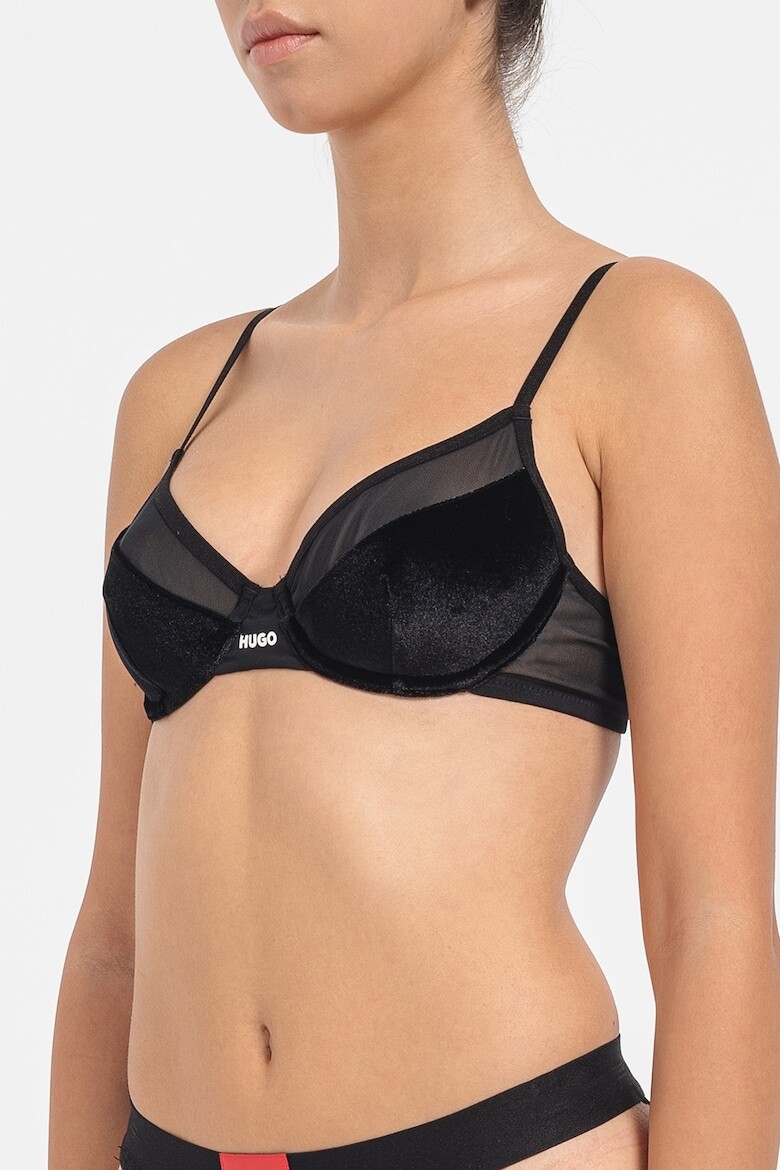 

Бюстгальтер с бархатом и регулируемыми бретелями Hugo, черный