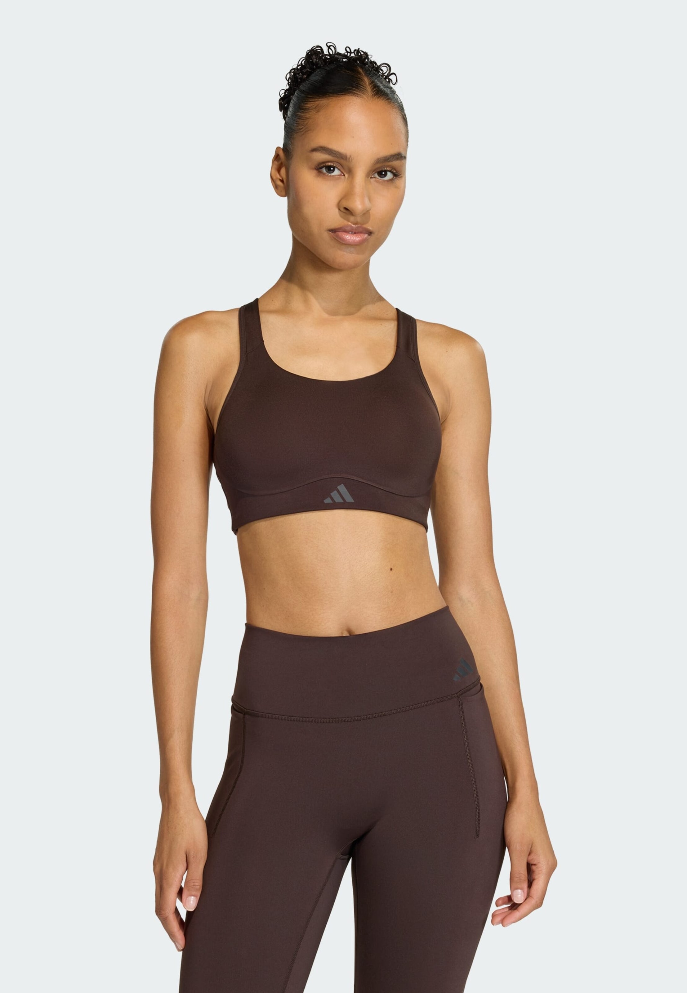 Adidas Performance Спортивный бюстгальтер-бралетт 'Optime' в цвете Chocolate — фото 4