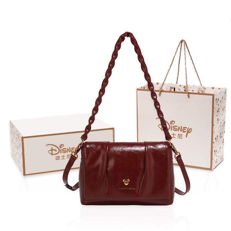 

Disney Микки Серия ПУ плиссированная маленькая квадратная сумка, Burgundy+Exquisite Shopping Bag
