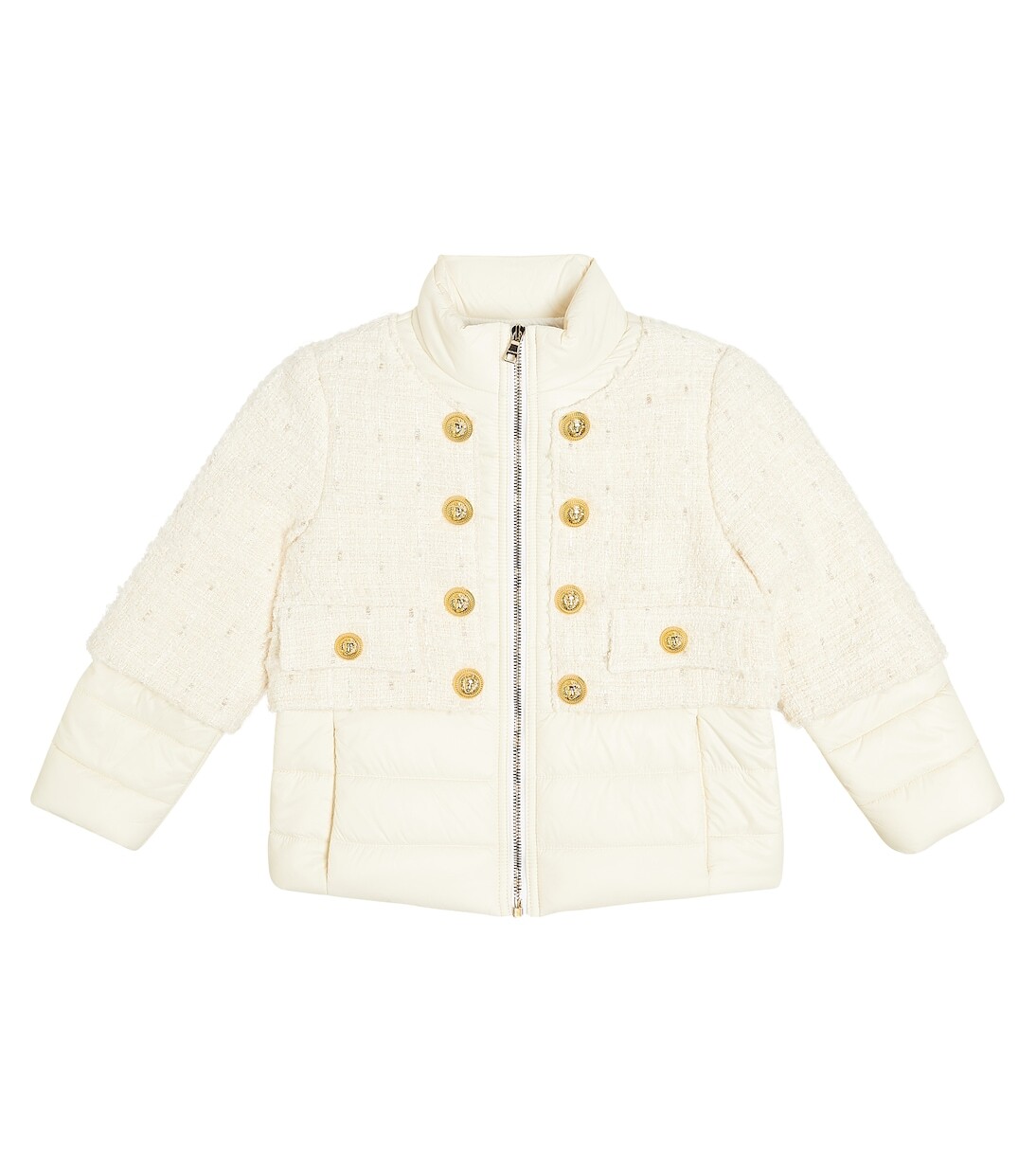 

Твидовый пуховик Balmain Kids, белый