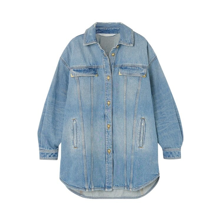 

Рубашка Palm Angels Washed Logo Denim Overshirt, синий