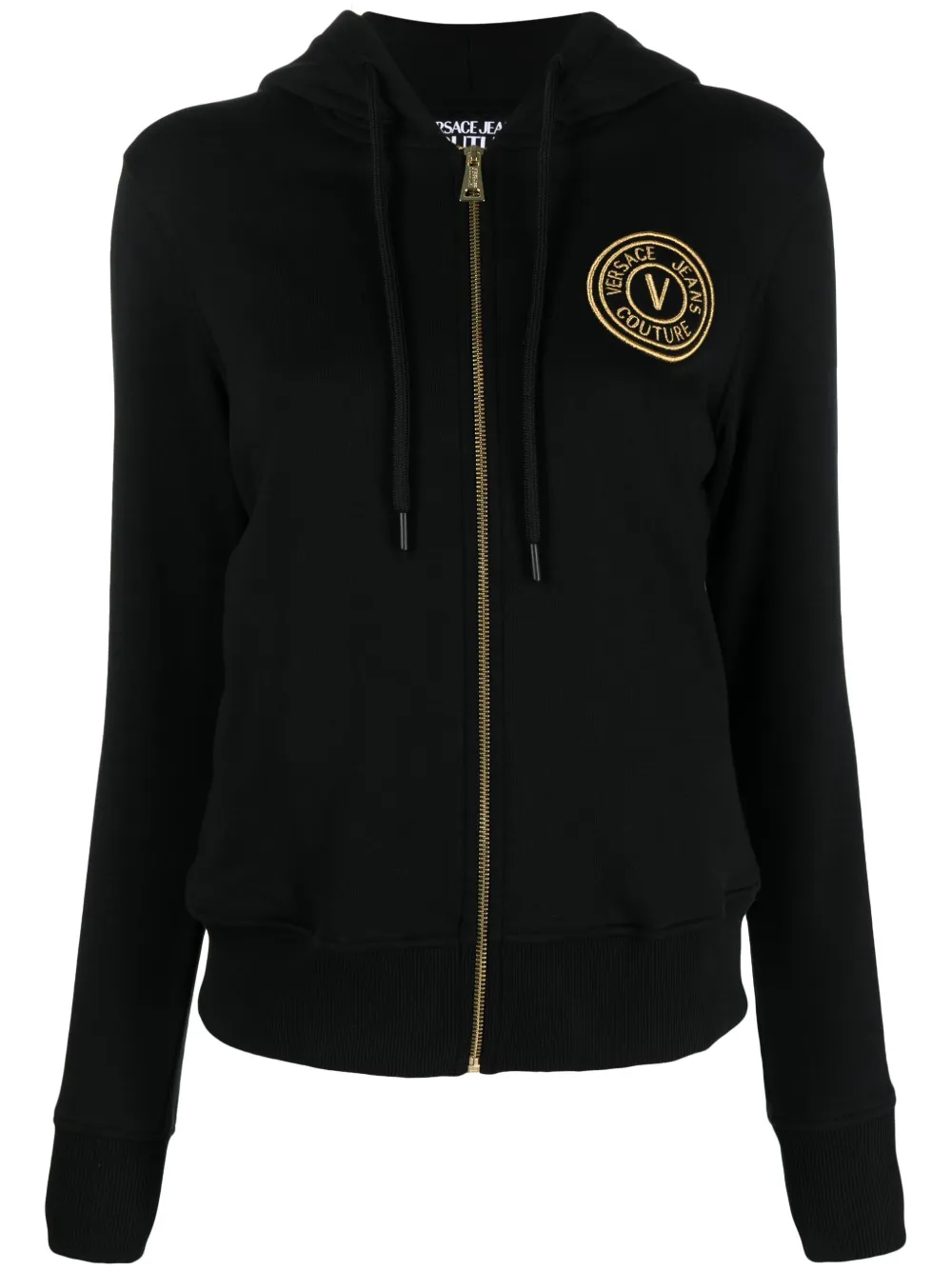 

Худи на молнии с вышитым логотипом Versace Jeans Couture, черный