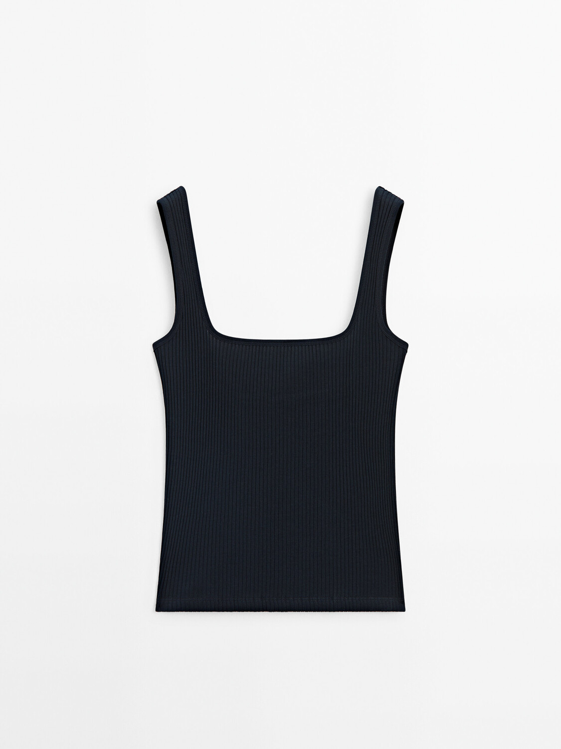 

ДУбль Топ в рубчик с прямым вырезом Massimo Dutti, синий