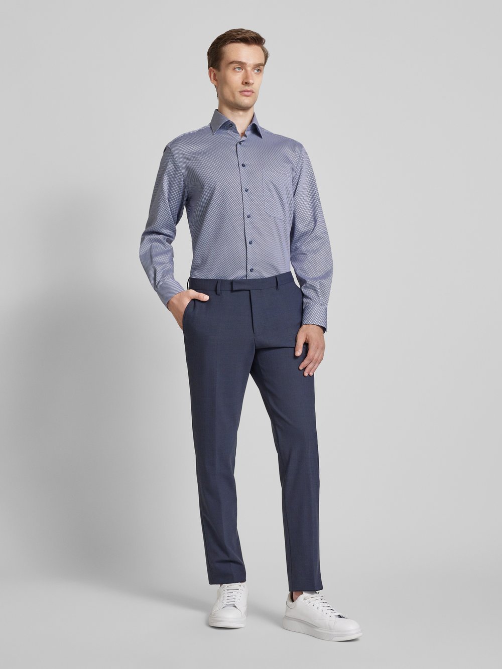

Рубашка делового покроя Comfort Fit с планкой на пуговицах ETERNA, синий