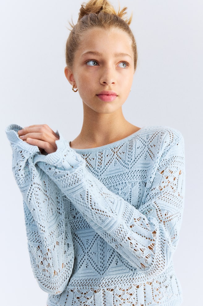 

Укороченная рубашка ажурной вязки H&M, синий