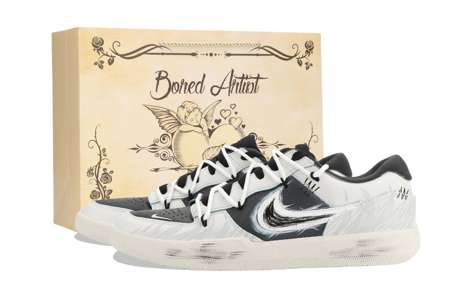 

SB Force 58 скейтборд обувь Unisex низкие верх/Белый Nike, черный