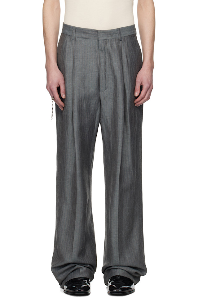 

Льняные прямые брюки Dries Van Noten, цвет raf