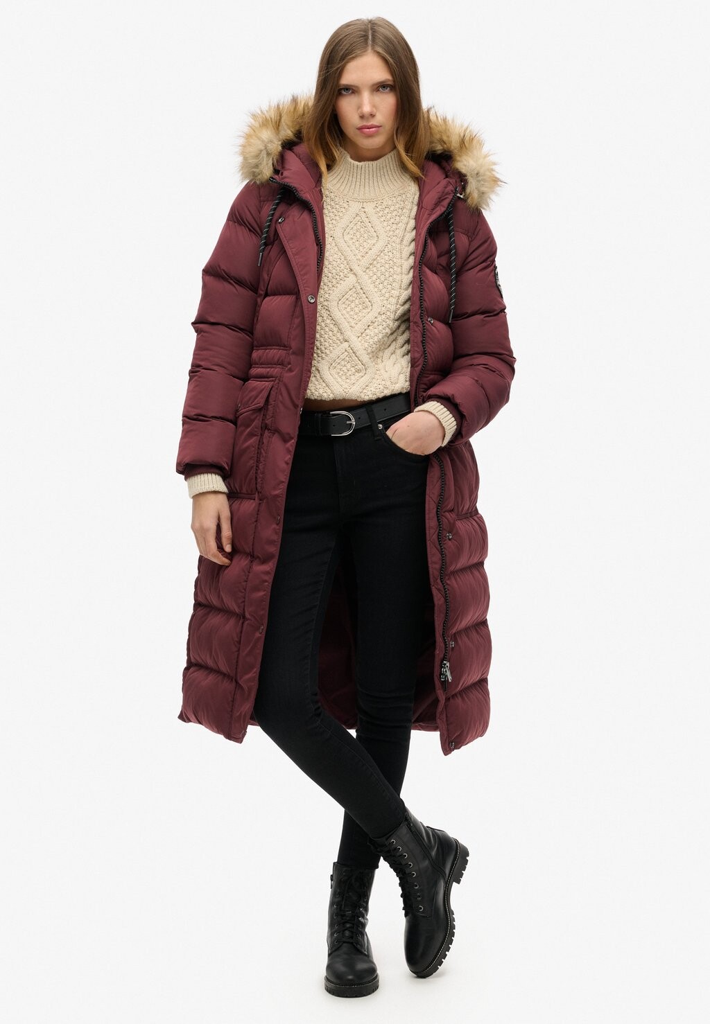 Пуховое пальто EVEREST FAUX FUR Superdry, фиолетовый — фото 4