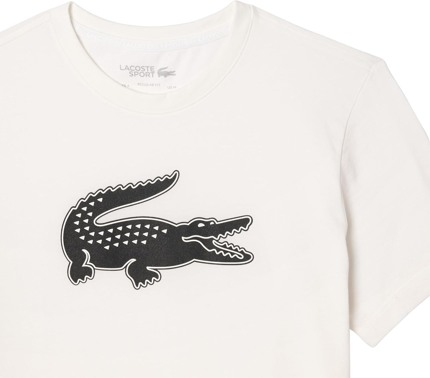 Футболка мужская Lacoste Ultra Dry, спортивная, с логотипом, белый / черный — фото 2