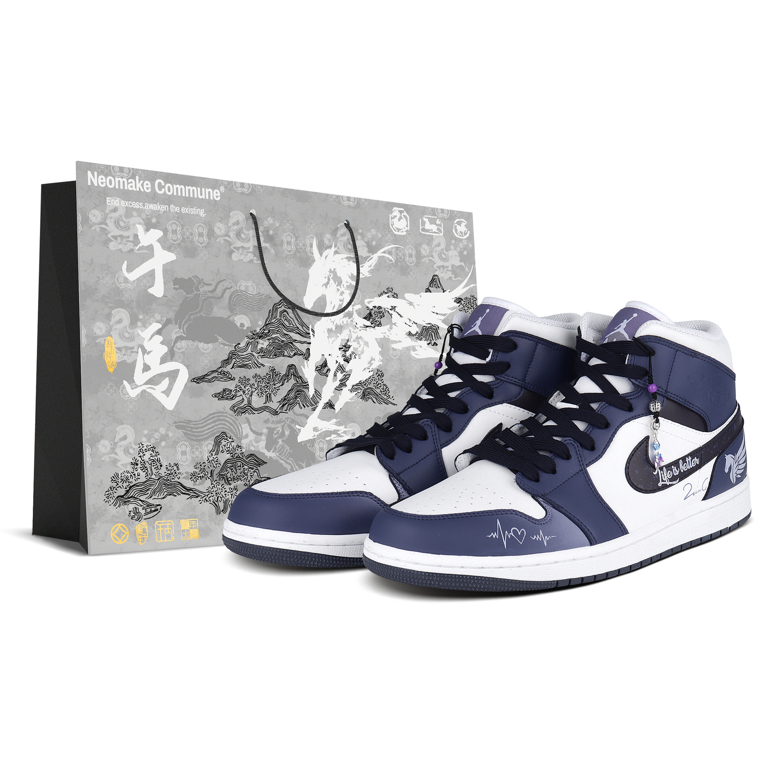 

Jordan Air 1 Abrasion Resistant Mid top Vintage Basketball Shoes мужские синие