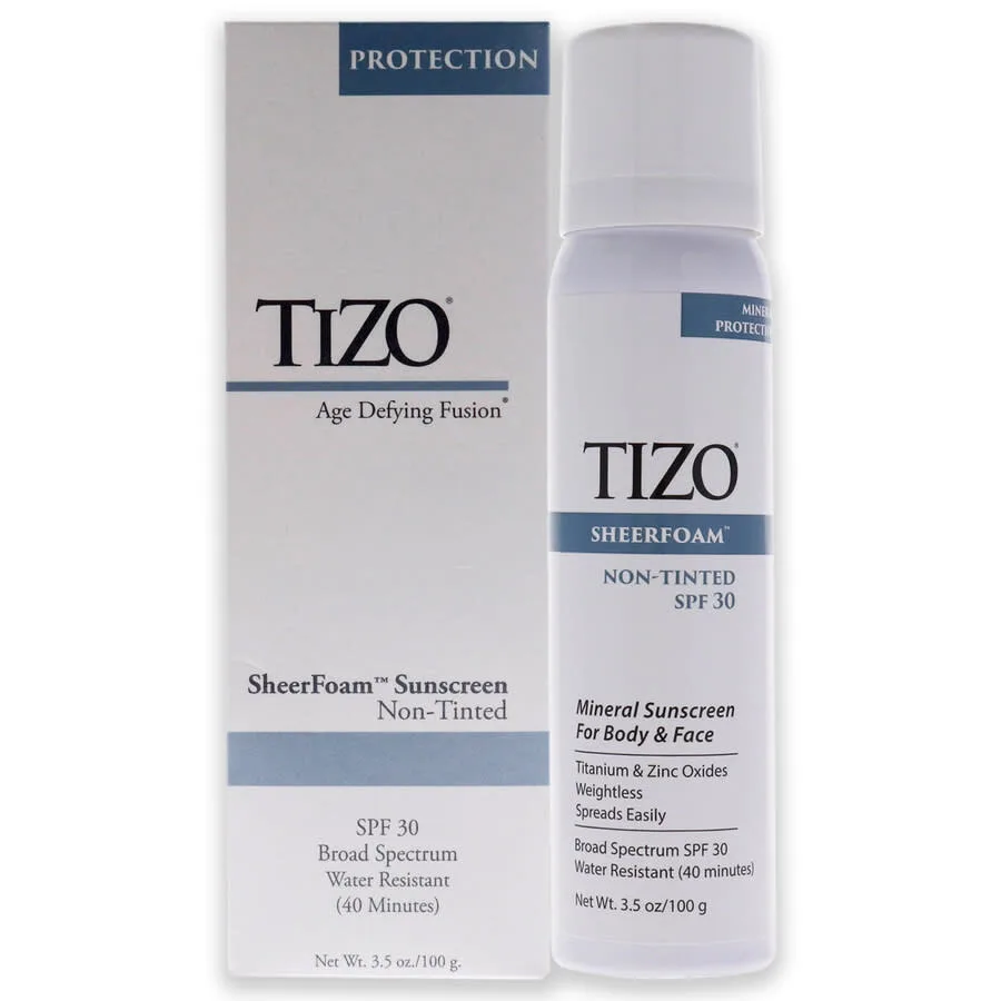 Солнцезащитный крем для тела и лица SheerFoam без тонировки SPF 30 от Tizo для мужчин и женщин - 3,5 унции