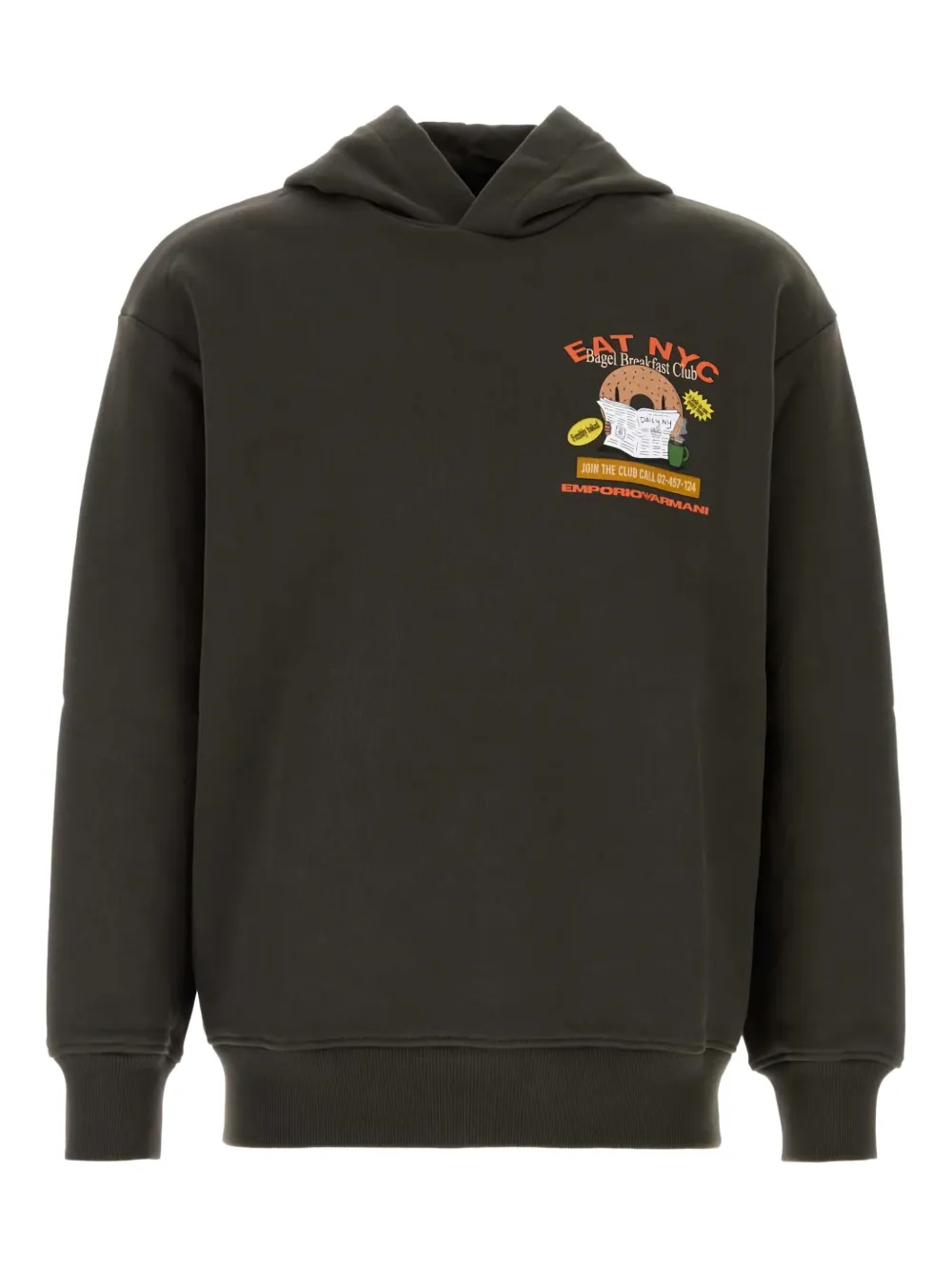 

Худи из хлопка с принтом бейглов EMPORIO ARMANI, коричневый
