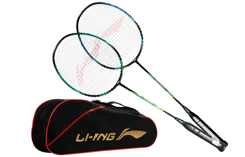 

LINING Полноуглеродная ракетка для бадминтона контрольного типа универсальная защита продвинутый уровень 675 мм пара ракеток blue green