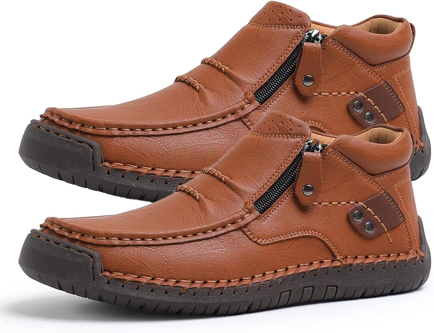 

Кожаные слипоны для вождения, мужские ручной работы из премиальной кожи - удобные ботинки с широкой носочной частью и поддержкой свода стопы Generic, светло-коричневый