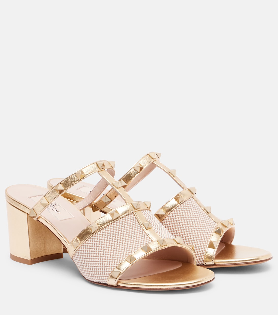 Мюли Rockstud 80 с кожаной отделкой Valentino Garavani, Naturale/Mekong