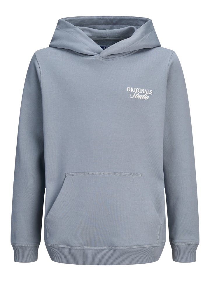 

JACK & JONES Junior Худи JORNORREBRO TYPO BACK SWEAT HOOD JNR в цвете «торговый ветер»