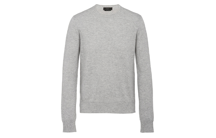 

PRADA Свитер мужской серый с круглой горловиной Moderate