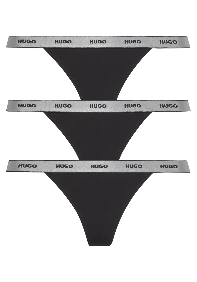 

Стринги HUGO Underwear "TRIPLET THONG GIFT" (3 шт.), с логотипом на манжетах, черный