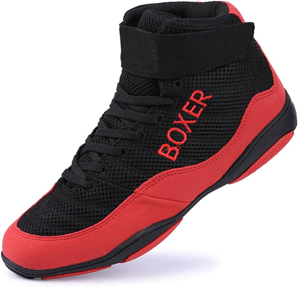 

Мужские и женские борцовские кроссовки, дышащие боксерские кроссовки с резиновой подошвой для занятий спортом, фитнесом для мальчиков и девочек, молодежи и детей Donfaauk, красный