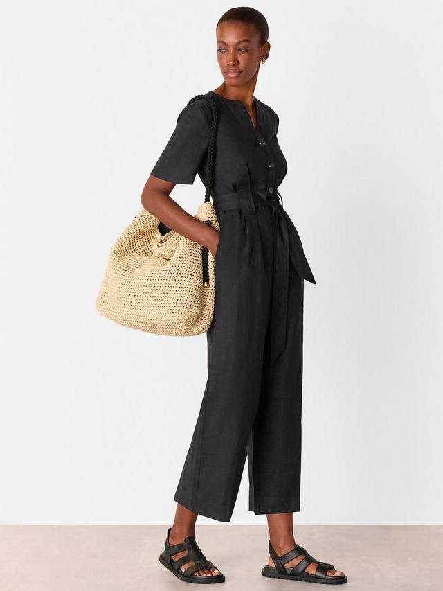 

Повседневный комбинезон Petite Fiona из чистого льна Whistles, Black