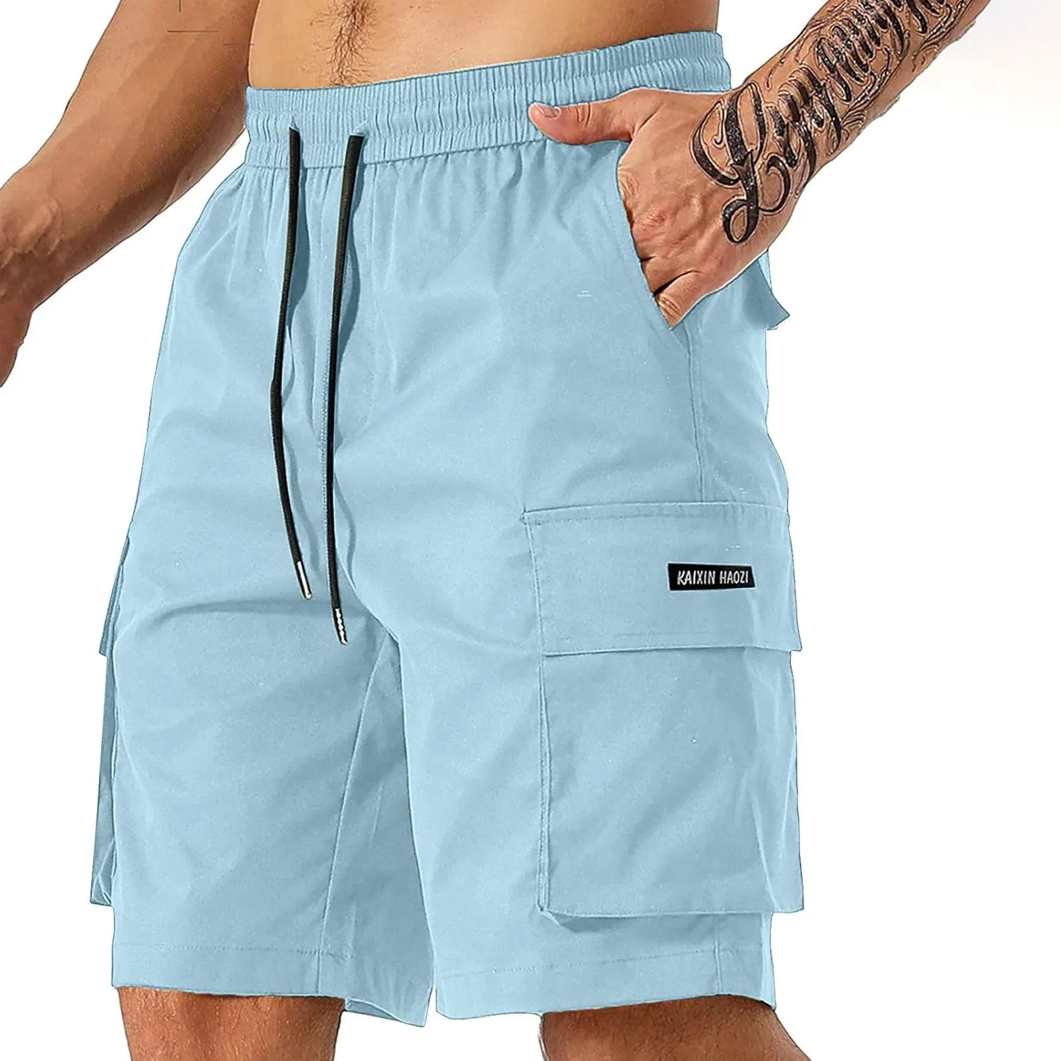 Шорты карго мужские, Polyester blend, Sky Blue