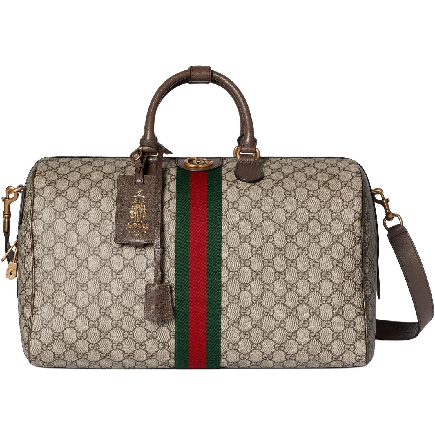 

GUCCI Savoy 28L Coated Fabric одноплечевая сумка через плечо, дорожная сумка men's beige & dark brown