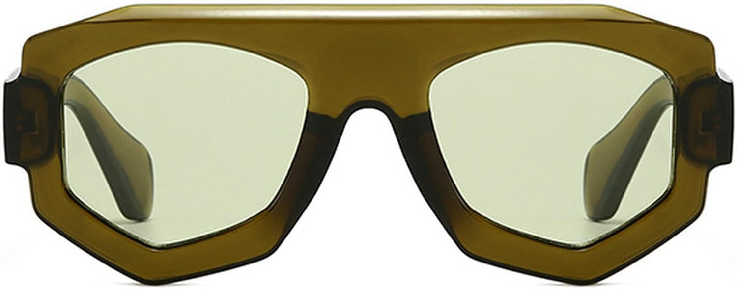 

Ретро-солнцезащитные очки в стиле 70-х для женщин и мужчин, винтажные, модные, массивные, шестиугольные, модель 2025, большие, синие, с защитой от УФ-излучения UV400 mincl, Green