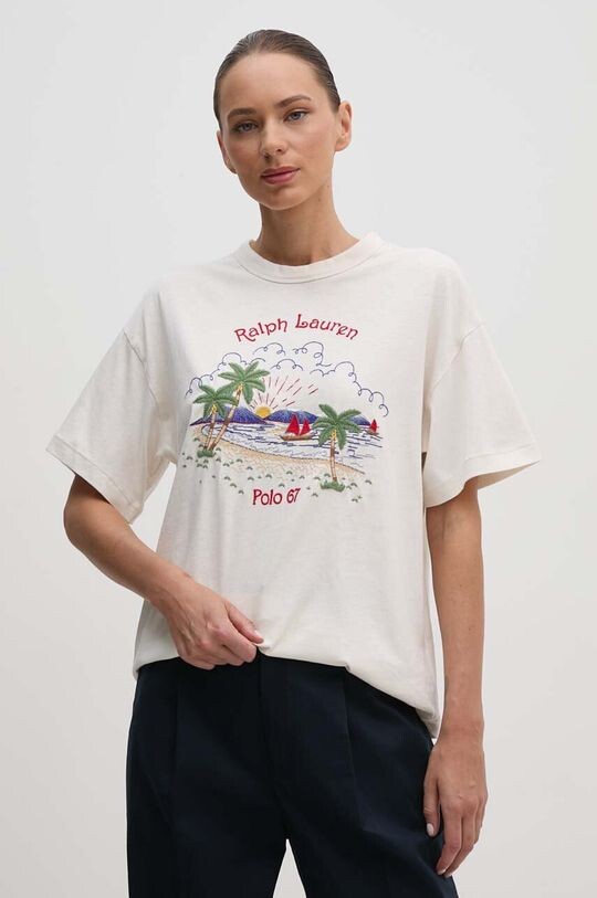 

Футболка из смесового льна Polo Ralph Lauren, бежевый