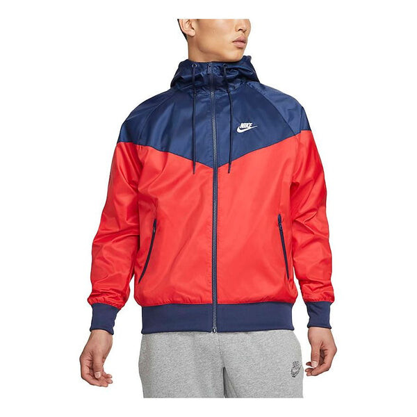 

Куртка Nike Sportswear Windrunner Colorblock Sports Training hooded Woven Jacket Red, красный