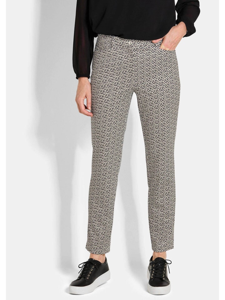 

Брюки облегающего кроя с высокой талией и принтом бежевого/черного цветов с рисунком GOLDNER