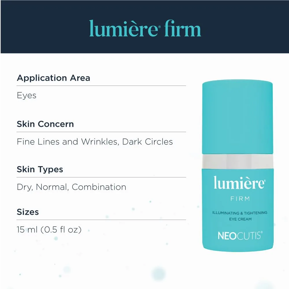 Neocutis Lumiere Firm - антивозрастной крем для глаз, осветляющий и подтягивающий, против темных кругов, отечности и морщин, 15 мл — фото 3