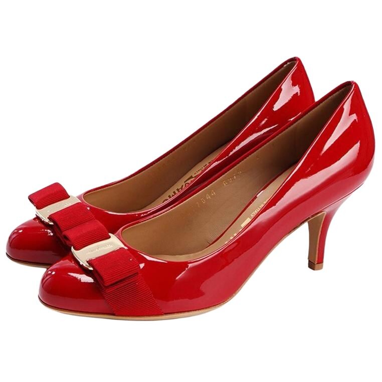 Туфли женские Ferragamo на высоком каблуке, красный — фото 3